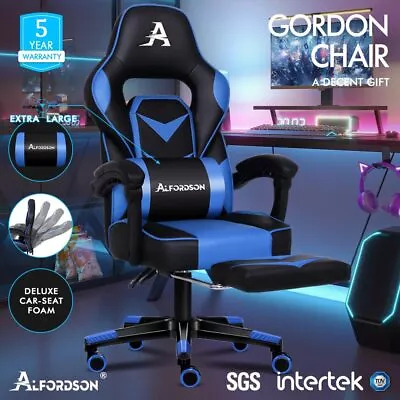ALFORDSON Gaming Chair Office Seat Generous Padding Footrest Executive Racing • $139.95