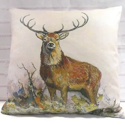 Nordic Stag Cushion Cover Country Style Woodland Animal Decorative Novelty Gift • £12.99