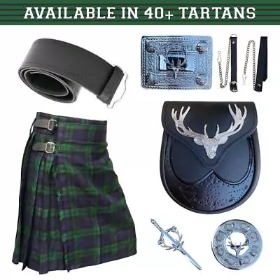 Scottish 7 Pcs Kilt Set 40+ Clan Tartans Highland Kilt Outfit/deal/package • $69.99