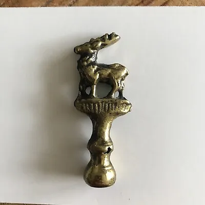 Antique Brass Deer Moose Figure Pipe Tamper Made In England Rare Vintage Smoke • $55