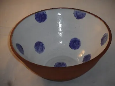 £9.99 • Buy Studio Pottery Painted White & Blue Spongeware Dots Design Bowl 17cms S M. Mark