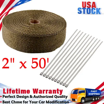 Titanium Manifold Exhaust Wrap Header Pipe Heat Insulation Tape Roll 2  X 50 FT • $22.59