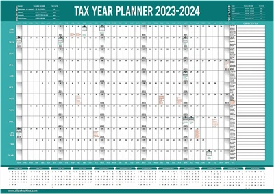 £6.11 • Buy 2023 2024 Fiscal Year Wall Planner A2 Size Full Year Tax Wall Calendar Home Off