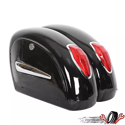 For Harley Cruiser Motorcycle Universal Luggage Hard Saddle Bags W/Light • $84.99