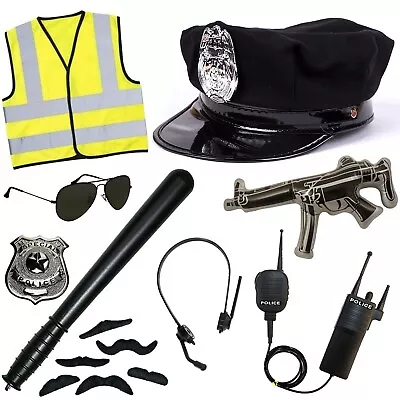 £2.49 • Buy Police Fancy Dress Halloween Policeman Cop Hat, Radio, Badge, Baton (Choose)