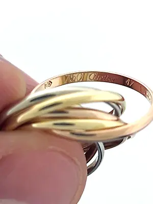 VINTAGE RARE Cartier 18KT Trinity 7 Band Multi-Tone Ring Band Sz 47 (4.25) • $1718.47