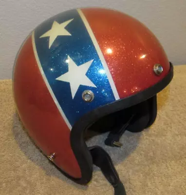 Vintage Stars And Bars Confederate Metal Flake Motorcycle Helmet El Dorado 77 • $299.99