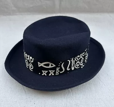 Vtg 80s 90s Black Hat Unisex Fedora NY Street New Wave Club Vibe Pork Pie Style • $35