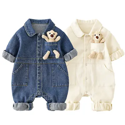 Newborn Infant Baby Jumpsuit Clothe Kid Bear Cotton Bodysuit Romper For Boy Girl • £12.50