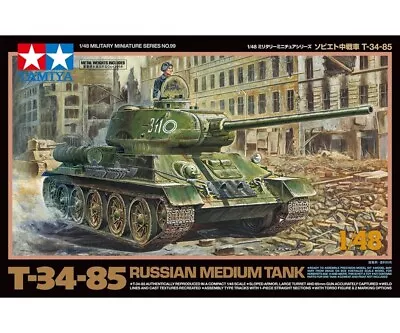 Tamiya 32599 Russian Medium Tank T-34-85 1:48 Plastic Model Tank Kit • £23.03