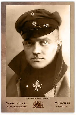 MANFRED VON RICHTHOFEN The Red Baron German WWI FLYING ACE 1917 Aviation CDV RP • $8.99