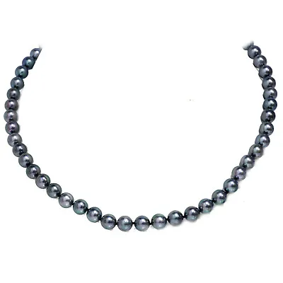 Saltwater Akoya Pearl Necklace Black Blue Green 14kt Gold 7.5 - 8 Mm 18  • $650
