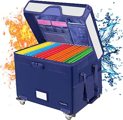 $101.78 • Buy Rolling File Box With Lock, File Organizer Cabinet With Wheels,Fireproof Documen