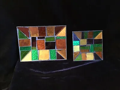 Vintage Mid Century Modern  Stained Glass  Mosaic Dishes (2) • $32