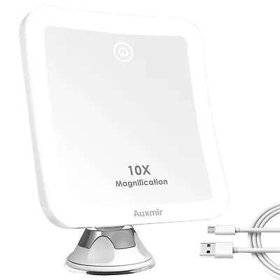 Illuminated 10X Magnifying Makeup Mirror With Light Suction Vanity Mirrors USB • £15.49