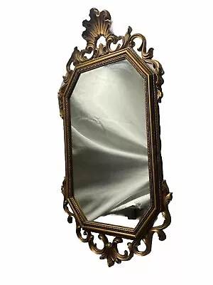 Vintage 1963 Hollywood Regency Gold Syroco Wall Mirror 31 X 15 • $20