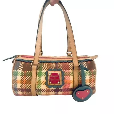 Dooney & Bourke Small Barrel Bag Dual Strap Pastel Plaid Retired 11 X 5 X 6 • $44.97