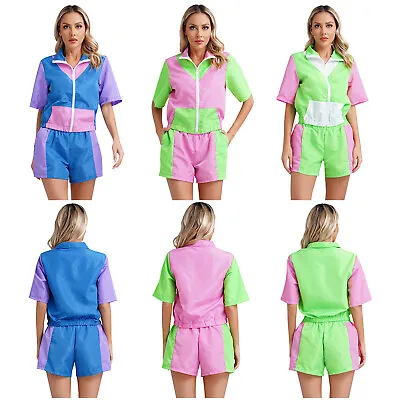 Womens Tracksuit Front Zip Shirts Party Sweatshirt Ladies Sportsuit Outfit Set • $9.05