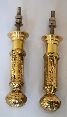 Designer Golden Brass Vintage Knob Door Handle Set Of 2 Piece With Nuts & Bolt • $37.80