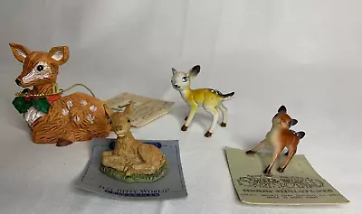 Deer Fawns Resin Celluloid Miniature Vintage Figurines Hong Kong Set 4 • $17.50