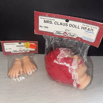 Vintage Fibre Craft Mrs. Claus Doll Head 7299 4-3/4  + Hands 2 1/4 Inch • £5.78