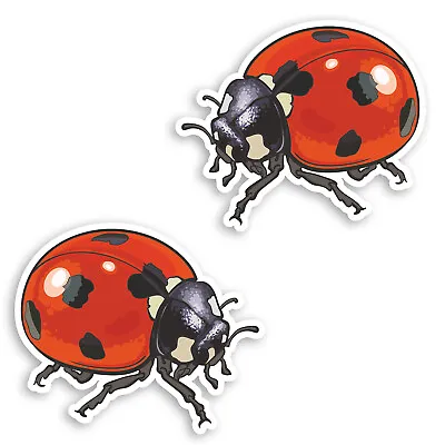 2 X 10cm Red Ladybird Vinyl Stickers - Ladybug Insect Fun Laptop Sticker #34980 • £3.99