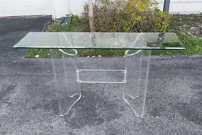 Mid Century Modern Lucite Glass Top Console Table 3599 • $828.75