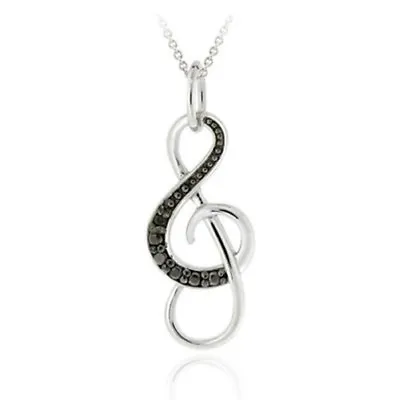 Sterling Silver Diamond Accent Musical Note Necklace 3 Colors • $19.99