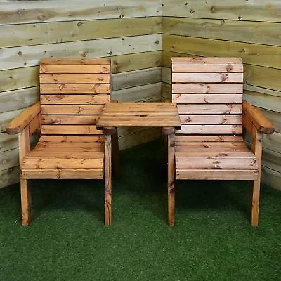 £212.25 • Buy Hand Made 2 Seater Chunky Rustic Wooden Garden Furniture Companion / Love Seat