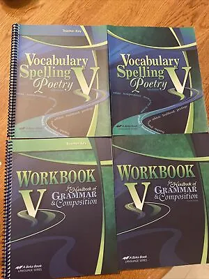 $16 • Buy Abeka Vocabulary Spelling Poetry V Grammar Composition Bundle Teacher Homeschool
