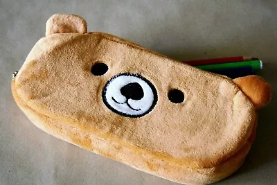 Cute Plush Brown Bear Pencil Case Rilakkuma Bag Pouch Kid's 20 X 10 Cm • $7.50