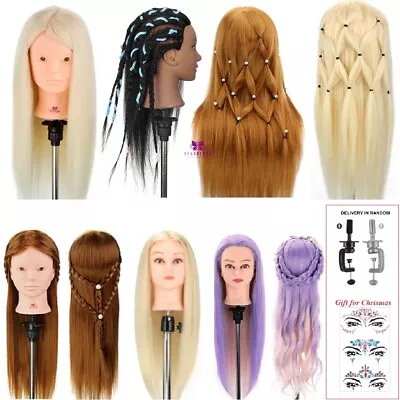 £29.99 • Buy 100% Real Hair Training Head Salon Styling Hairdressing Mannequin Doll Clamp UK