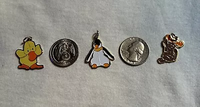 TY Beanie Baby Quackers Duck Waddles Penguin & Chocolate Moose Gold Tone Charms • $15.99