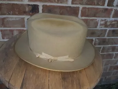 VINTAGE STETSON OPEN ROAD Fedora HAT SZ 7 Tan Good Vintage Condition See Images • $50