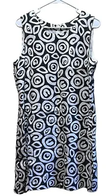 Island Company Womans Size XL Linen White Gray Geometric Sheath Dress T30 • $44.99