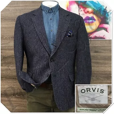 Vintage Orvis Mens Tweed Blazer Sport Coat Casual Jacket Size 46R Wool Suit USA • $249