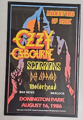 Ozzy Osbourne Donnington Monster Of Rock 1986 Concert Poster 11 X 17 Framed • $21.99