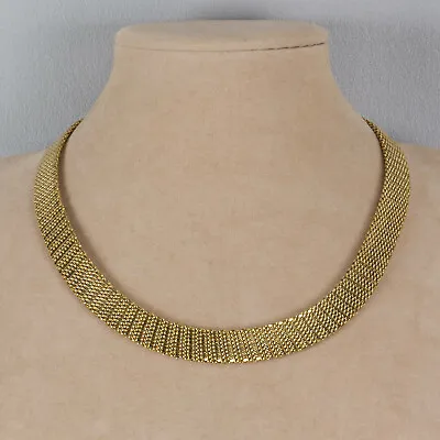 Veronese 18k Gold Clad Sterling Silver Mesh Collar Wide Necklace • $195