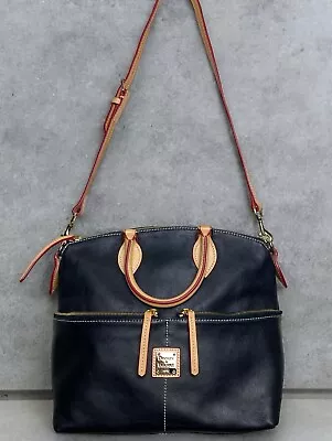 Dooney & Bourke Bag Dillen Italian Leather Double Pocket Satchel 24k Gold Plate • $135