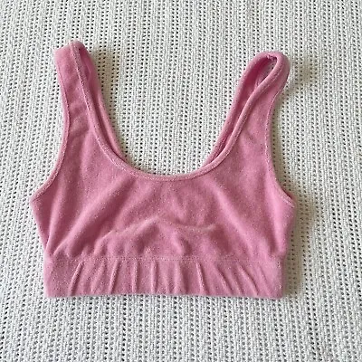 ZARA Bubblegum Pink Terry Cloth Cropped Tank Top / Bra Top Size Small • $15.60