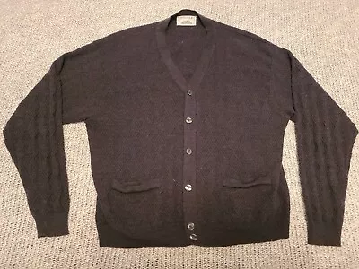 Fiesole Italian Acrylic/Wool Sweater Black Cardigan Grandpa Flaw* Mr Rogers VTG • $16.95