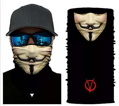 V For Vendetta Mask Soft Cloth Anonymous Neck Gaiter One Size Fits All NEW • $6.95