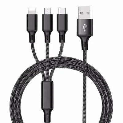 $5.30 • Buy 3 In 1 Charging Charger Cable For Type C Micro USB Braided Cord Android 1M 2M 3M