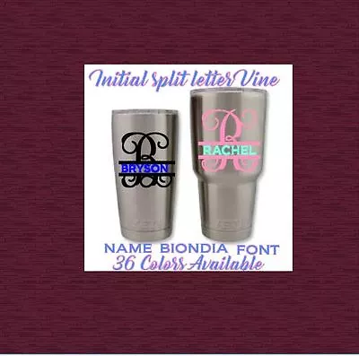 Monogram Vinyl Decal  For Tumblers Ramblers Colsters Cups  Stickers • $3.25