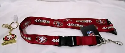 49ers Red NFL Keychain Detachable Lanyard+49ers Logo Gold Clr Keychain-New! • $68.51