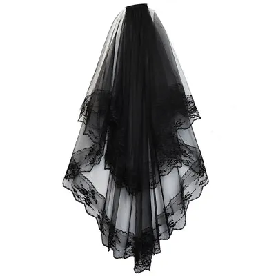 Black Veil Bride Bride Veil Black Veil Wedding Veil Costume Wedding Bridal Veil • $13.99
