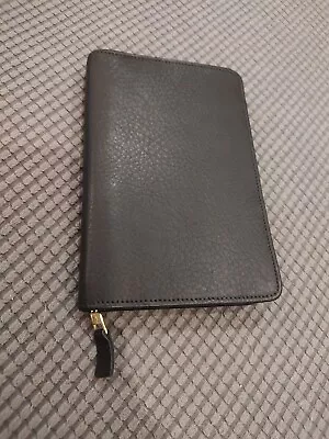 Franklin Quest 7  X 5   Six Hole Planner Zippered Black  Nappa Leather New • $39