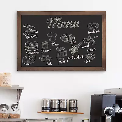 Brown Wood Frame Hanging Retail Chalkboard Sign Vintage Style Cafe Menu Board • $85.99