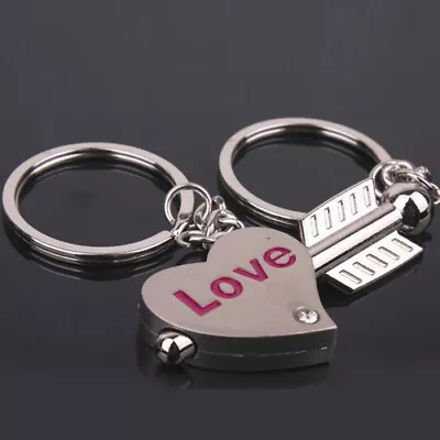 Heart & Arrow Cupid Couple Key Chain Ring Keyfob Love Gifts Couples Partner • £2.99