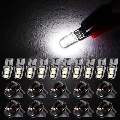 10x T10 White Error Free LED Bulbs Instrument Gauge Cluster Dash Light W/ Socket • $9.24